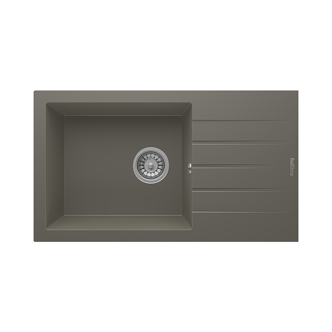 RealStone P010 Assos 76 XL Tek Gözlü Damlalıklı Granit Eviye Gri