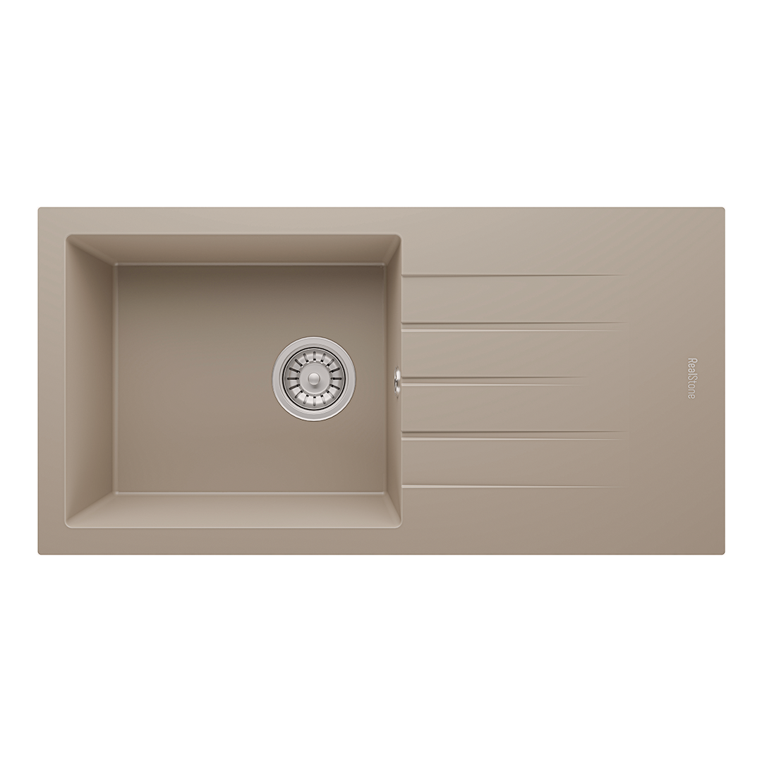 RealStone P011 Assos 86 XL Tek Gözlü Damlalıklı Granit Eviye Kapuçino