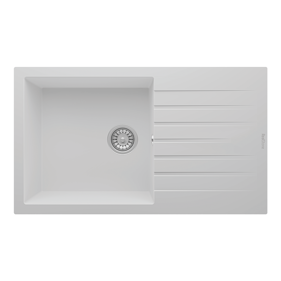 RealStone P014 Loadikya 86 XL Tek Gözlü Damlalıklı Granit Eviye Beyaz