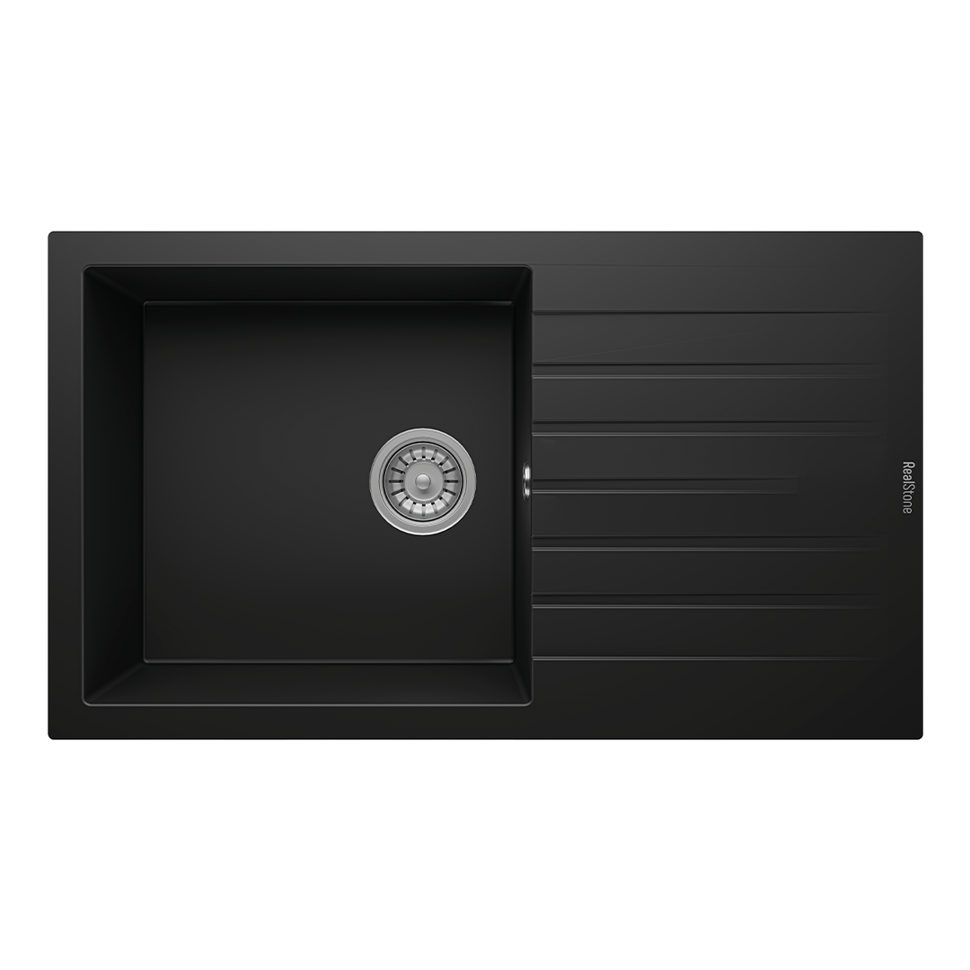 RealStone P014 Loadikya 86 XL Tek Gözlü Damlalıklı Granit Eviye Siyah