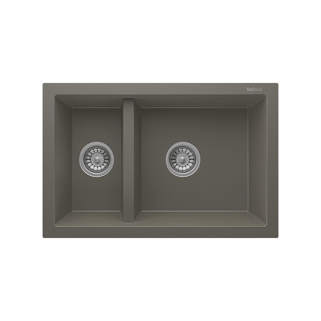 RealStone P018 Bergama 1.5 Gözlü Damlalıksız Granit Eviye Gri