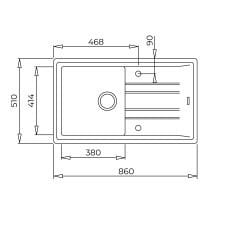 TEKA Stone 50 B-TG Tek Hazneli Damlalıklı Granit Eviye 50cm x 86cm
