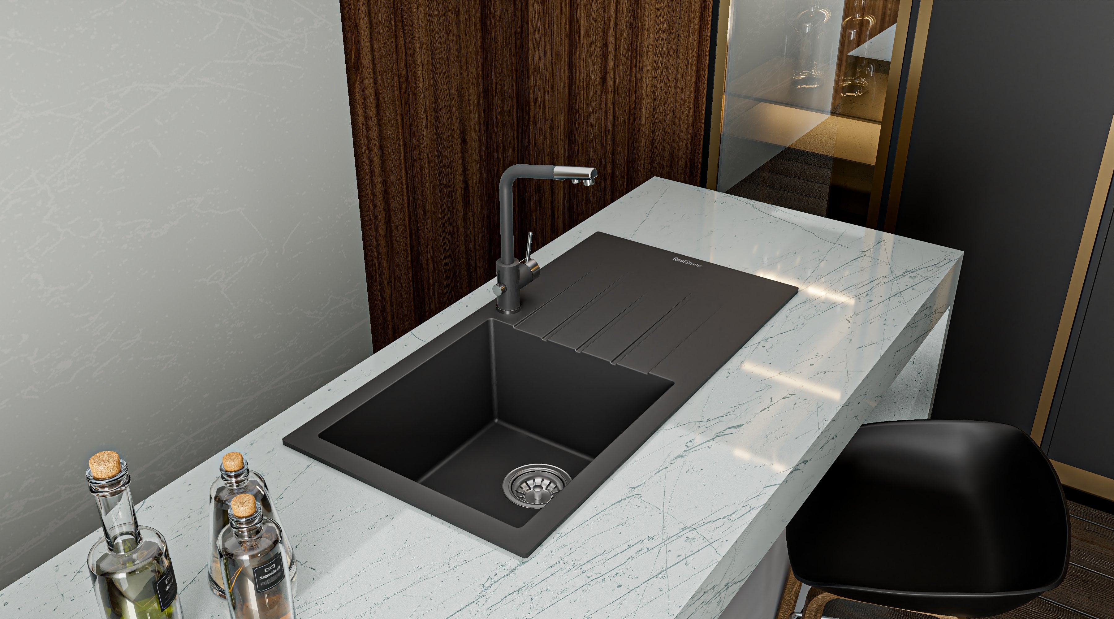 REALSTONE DAMLALIKLI GRANİT EVYELER