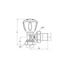 ECA RV3 Radyatör Valfi, Köşe, Krom - 1/2 - 602120749