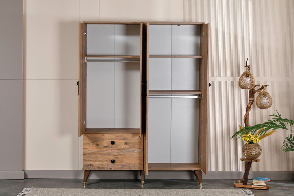 DEFNE 4 KAPAKLI DOLAP (160CM) (CEVİZ)