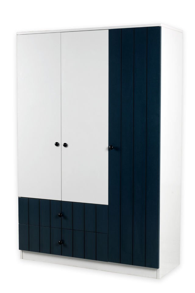 YOKO 3 KAPAKLI DOLAP (120CM) (BEYAZ-MAVI)