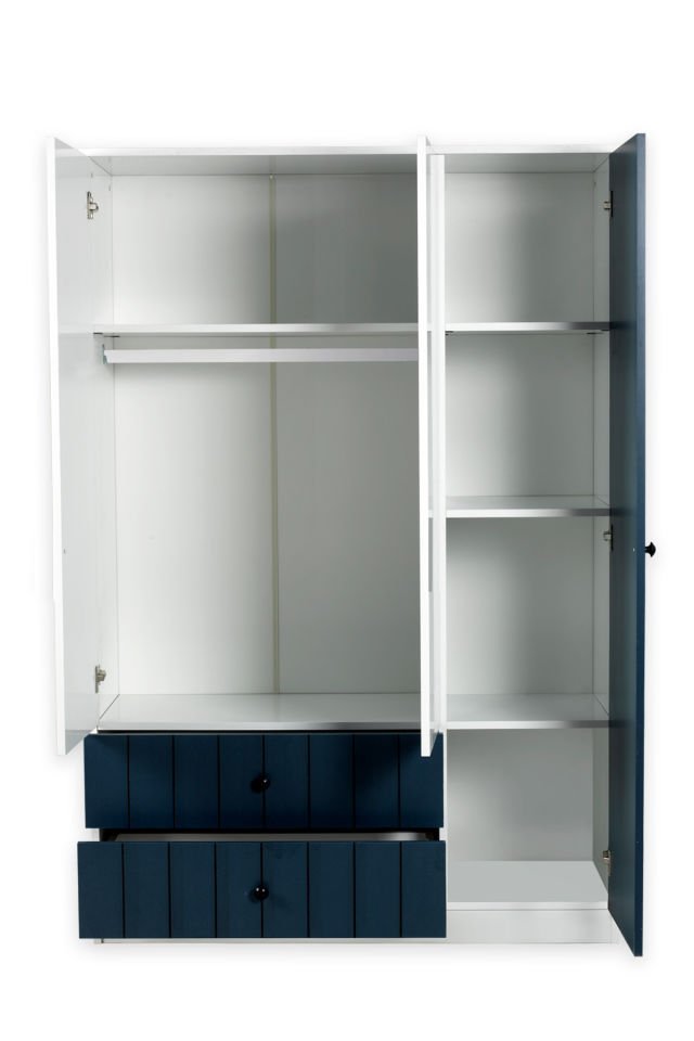 YOKO 3 KAPAKLI DOLAP (120CM) (BEYAZ-MAVI)
