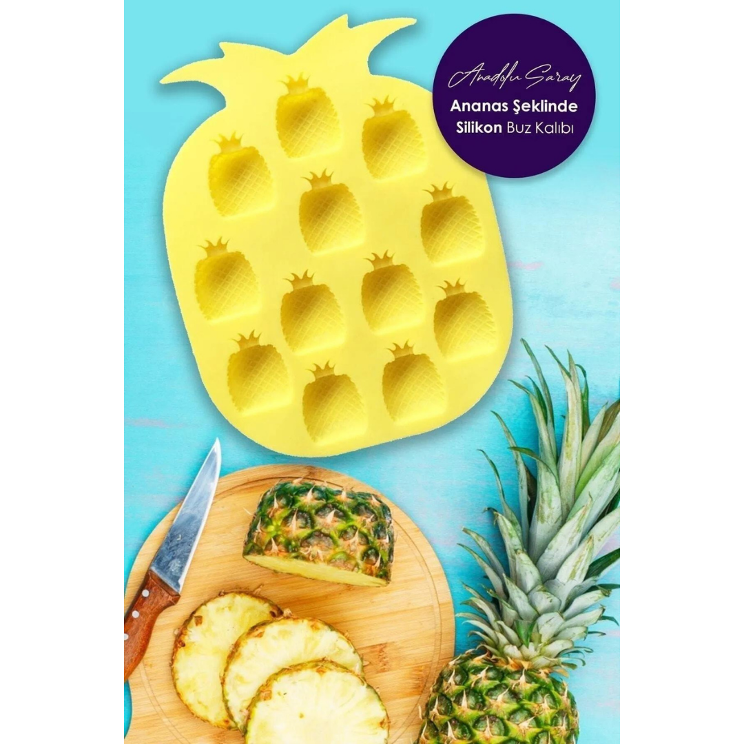 Pratik Ananas Şeklinde Silikon Buz Kalıbı | Silikon Yapışmaz Buzluk Ananas Buz Kalıbı