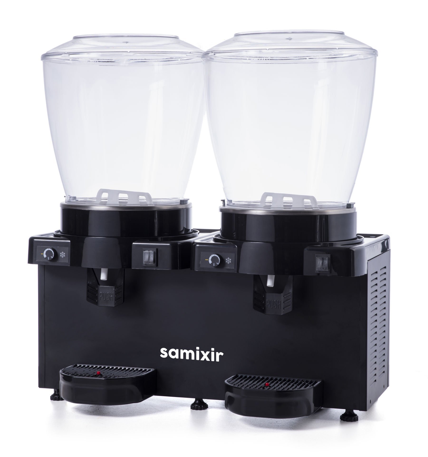 Samixir MM44.AB Panaromik Analog Twin Soğuk İçecek Dispenseri, 22+22 L, Karıştırıcılı, Siyah