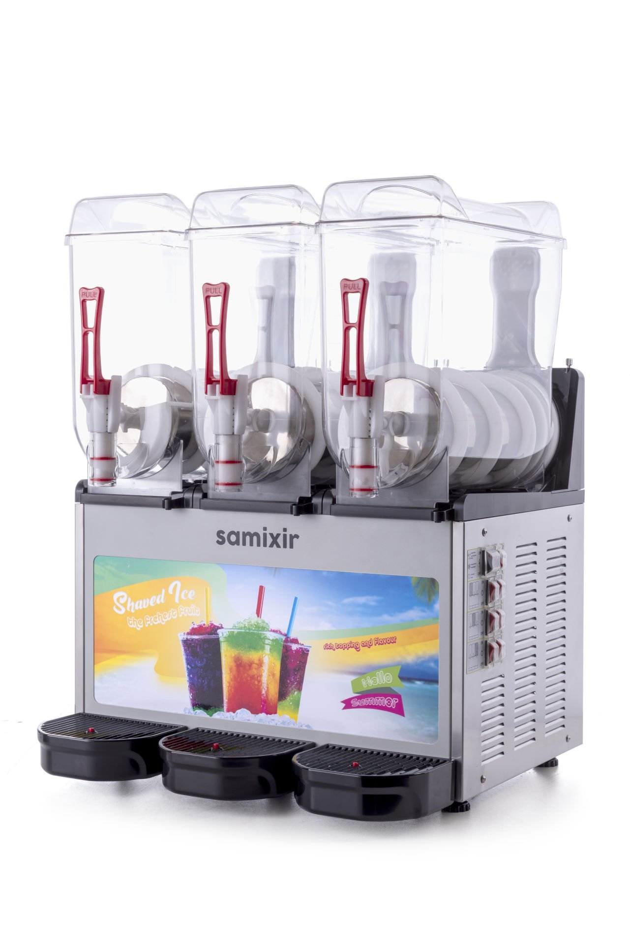 Samixir SLUSH36 Allure Triple Ice Slush Granita Milkshake ve Soğuk Meyve Suyu Dispenseri, 12+12+12 L, Inox