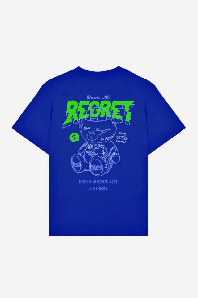 REGRET Baskılı Oversize Unisex Saks Tshirt XS