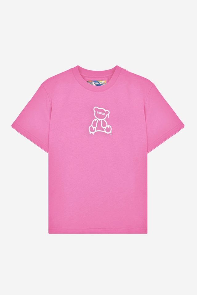 BEAR Printed Oversize Unisex Pink Tshirt