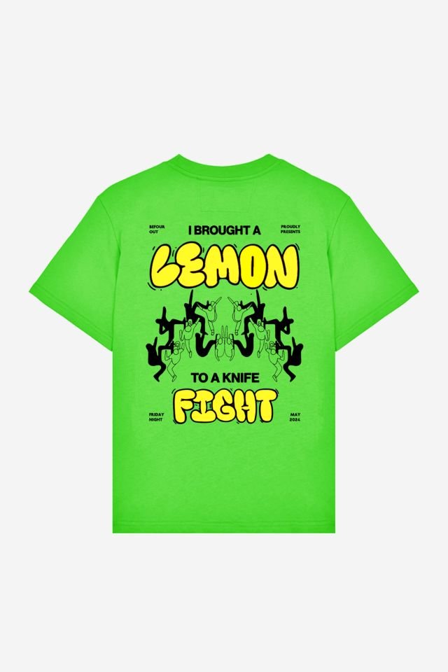 LEMON Kabartma Baskılı Oversize Unisex Fıstık Yeşili T-shirt XL