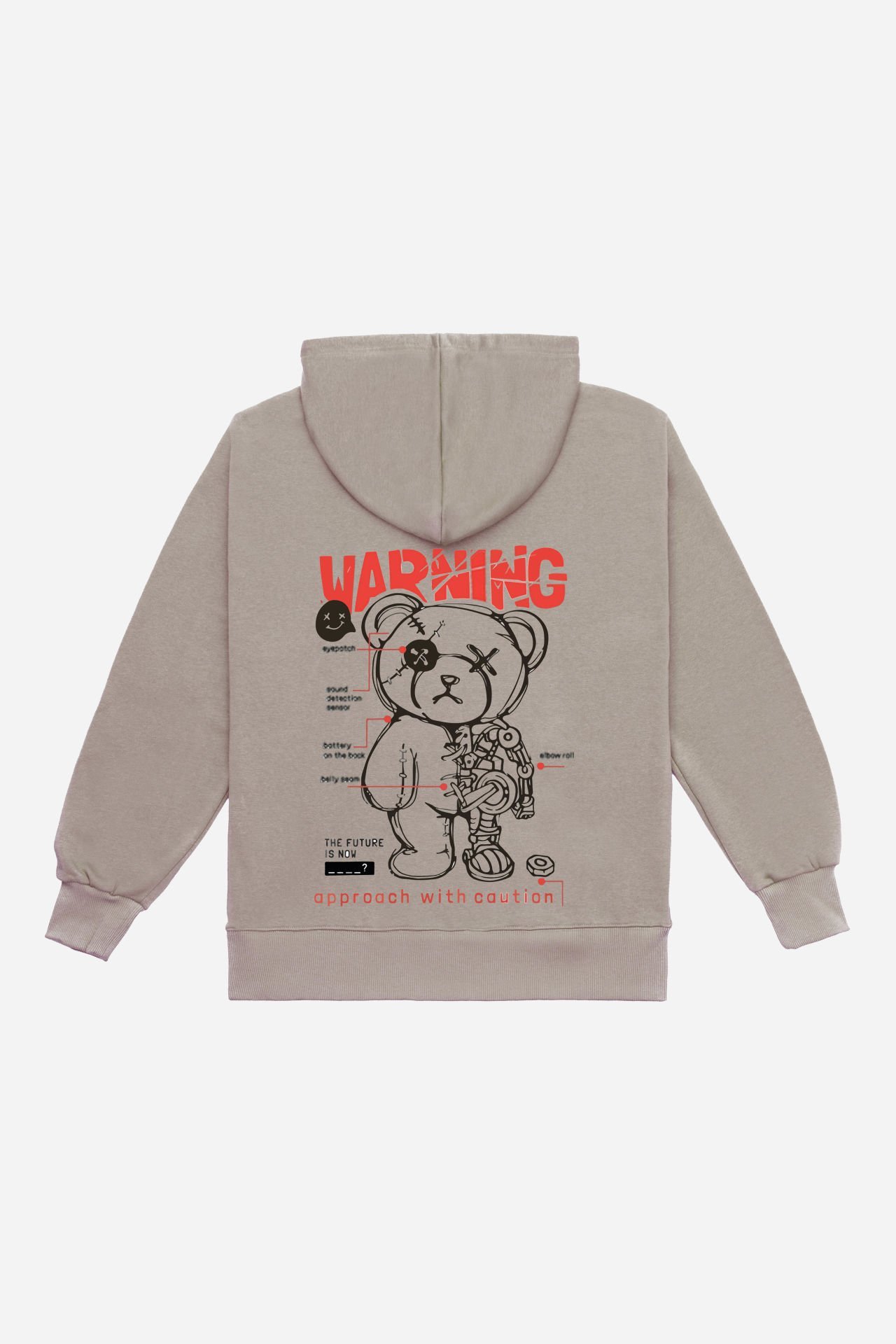 WARNING Embroidered Unisex Oversize Brown Hoodie