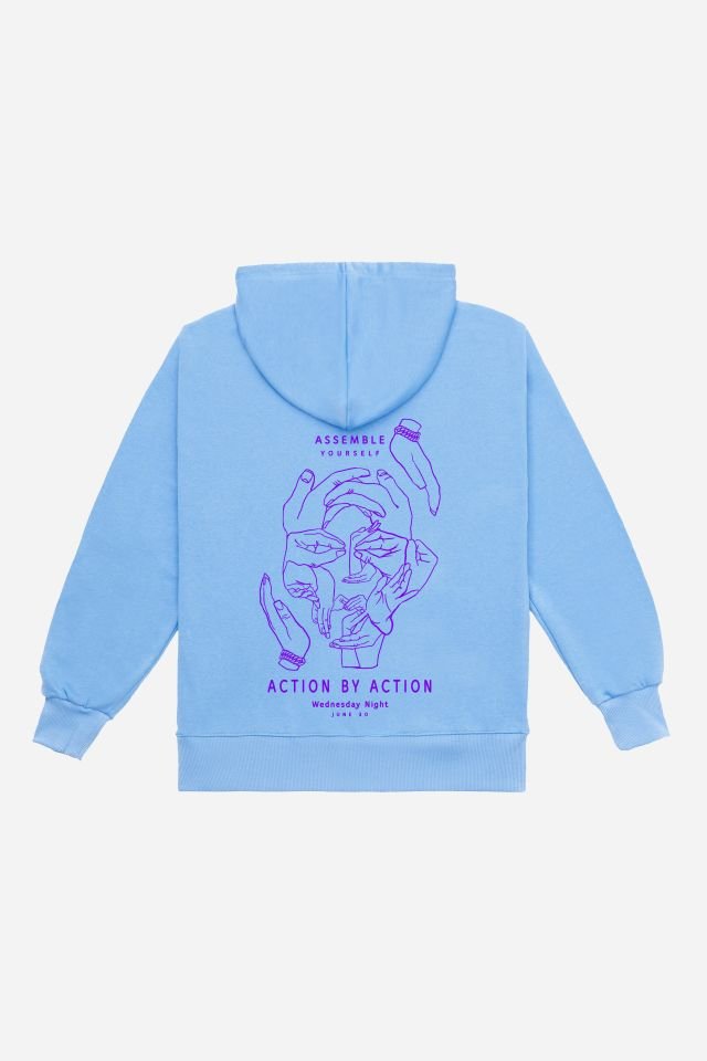 ASSEMBLE Embroidered Unisex Oversize Baby Blue Hoodie