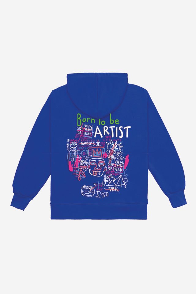 BORN TO BE ARTIST Embroidered Unisex Oversize Saxe Blue Hoodie