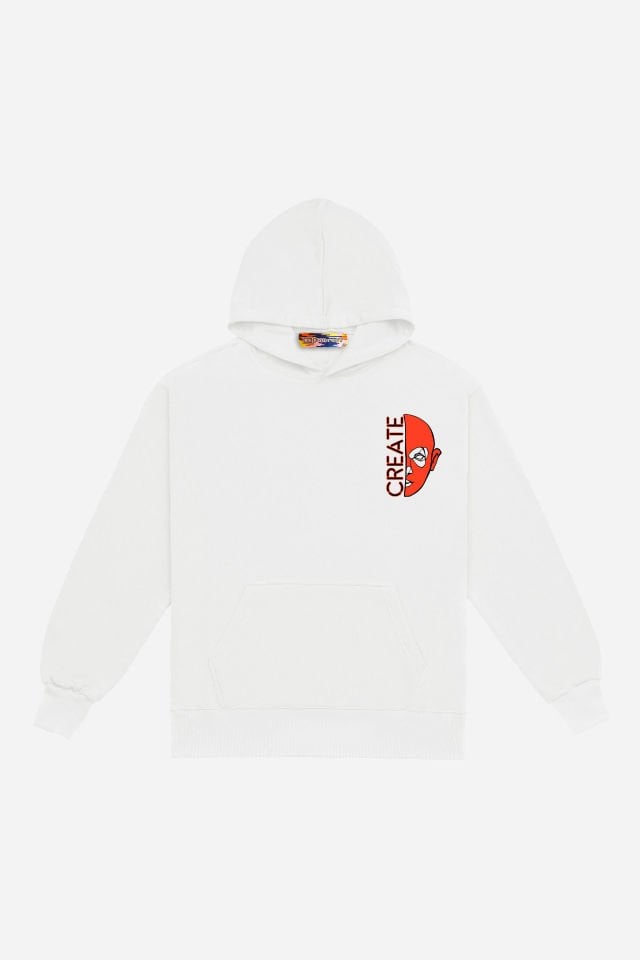 CREATE Embroidered Unisex Oversize Off White Hoodie