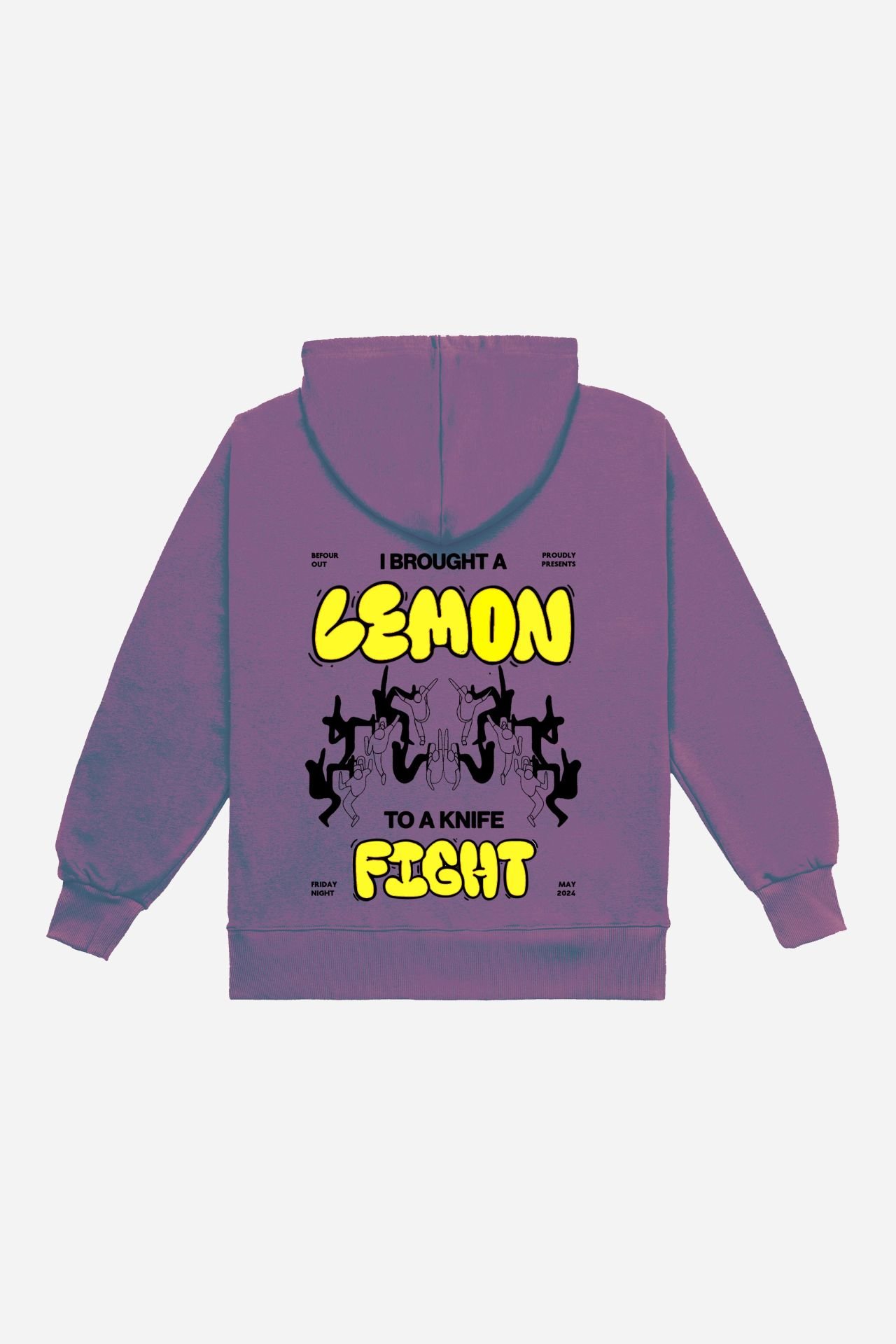 LEMON Embroidered Unisex Oversize Lilac Hoodie