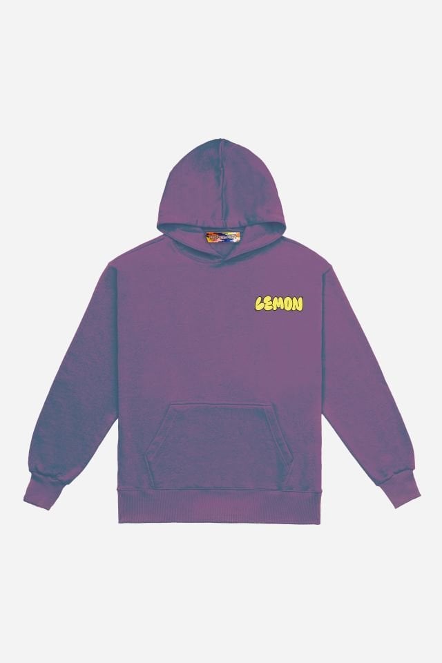 LEMON Embroidered Unisex Oversize Lilac Hoodie