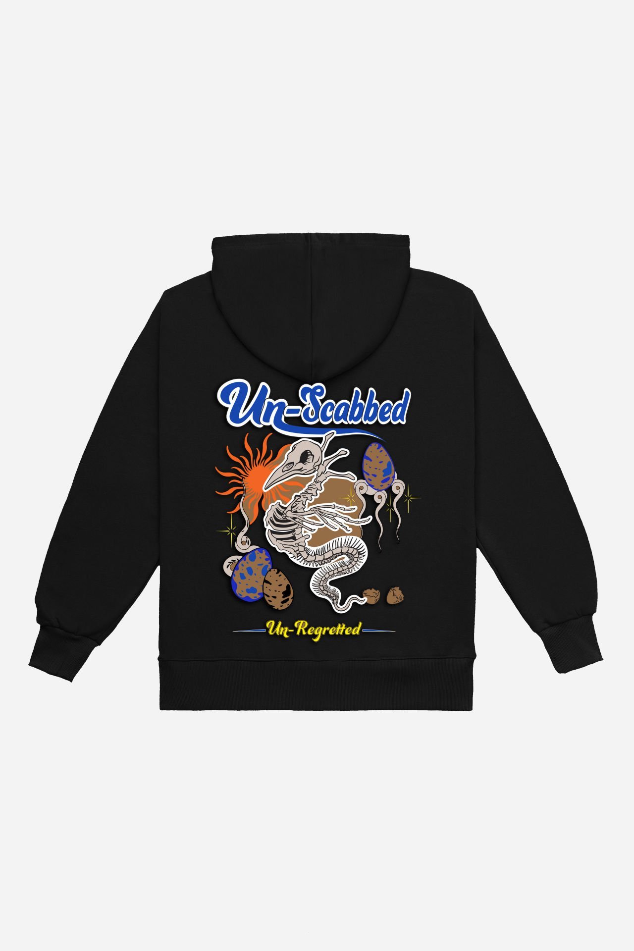 UN-SCABBED Nakışlı Unisex Oversize Siyah Hoodie XL