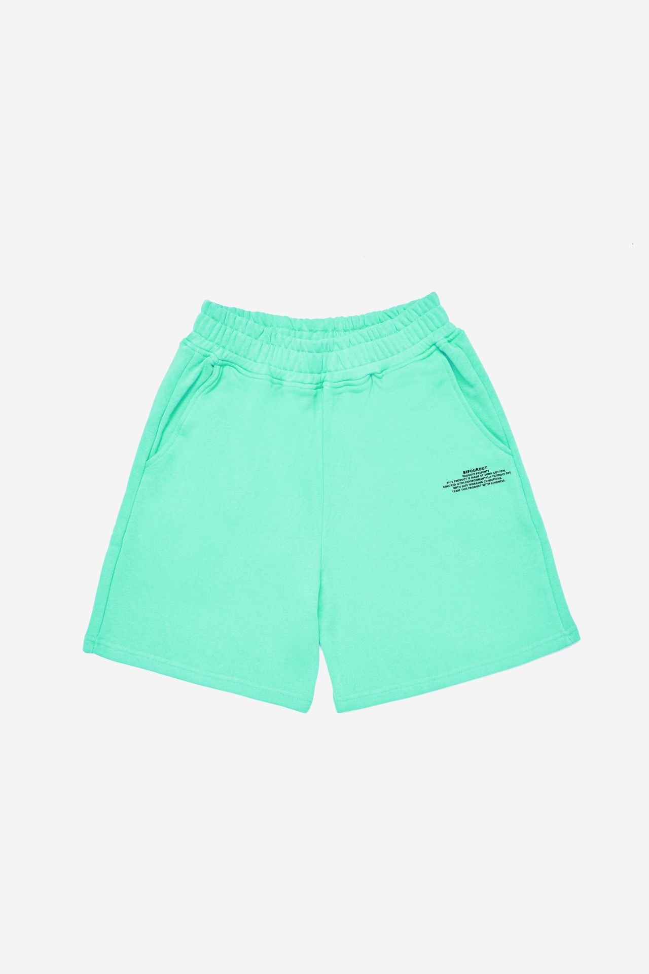 BeFourOut Print Logolu Unisex Mint Yeşili Şort XL