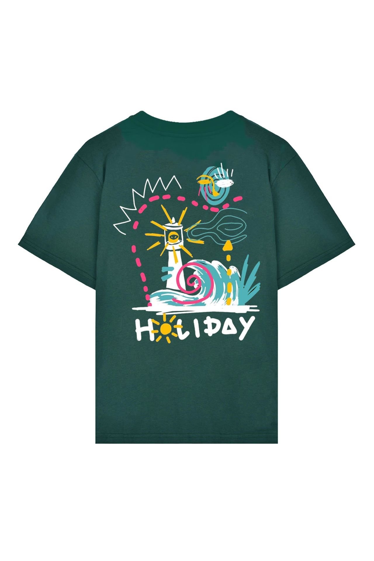 HOLIDAY Printed Oversize Unisex Dark Green Tshirt