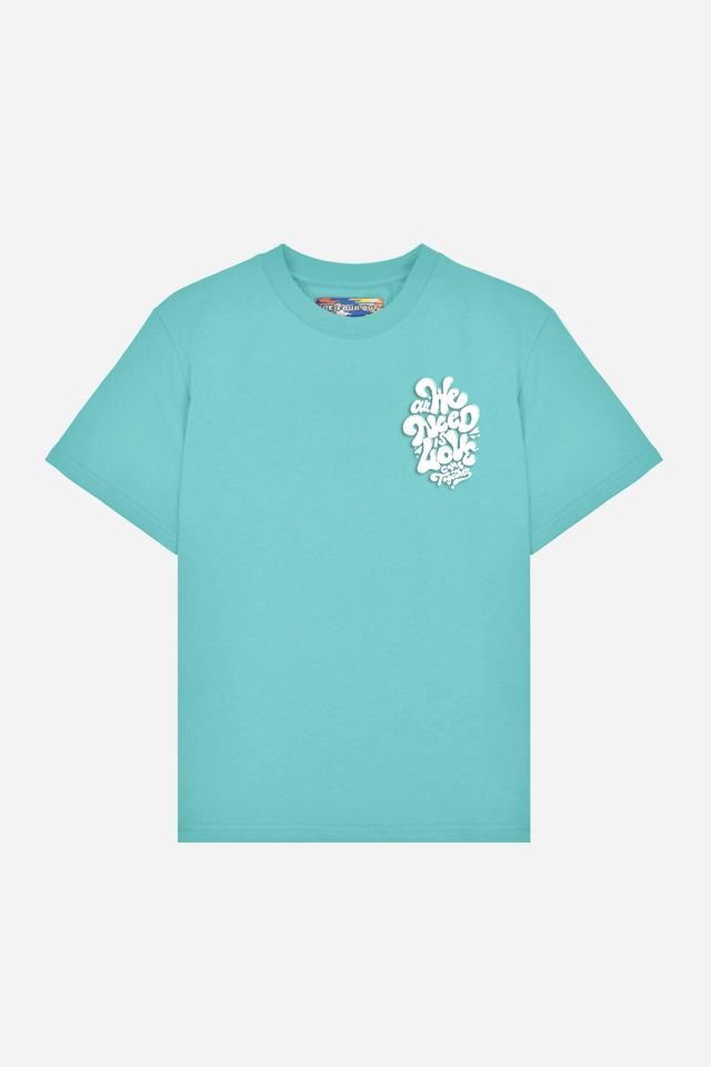 LOVE Printed Oversize Unisex Water Green Tshirt
