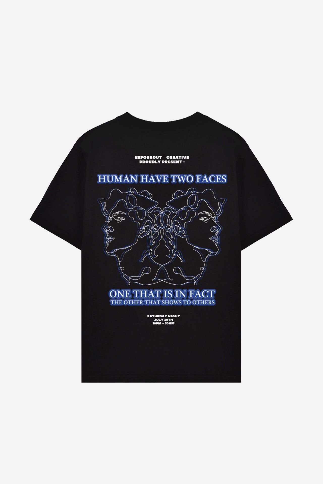 HUMAN Printed Oversize Unisex Black Tshirt
