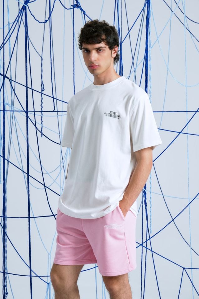 BeFourOut Print Logolu Oversize Unisex Ekru Tshirt XL