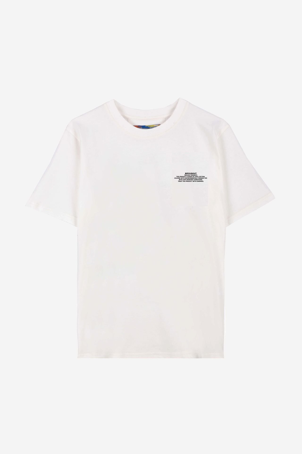 BeFourOut Printed Oversize Unisex Off White Tshirt