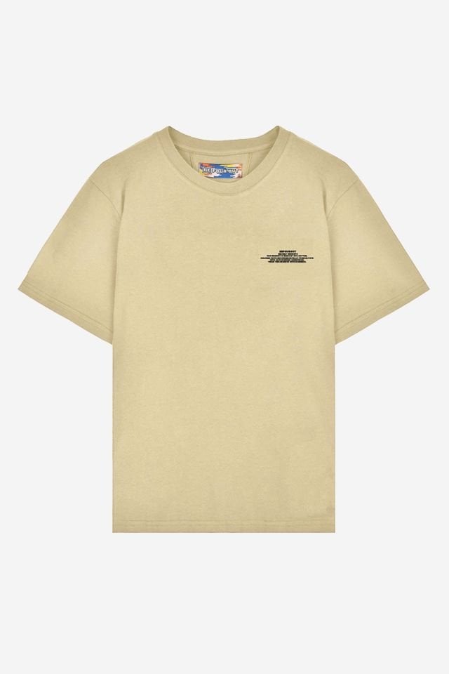 BeFourOut Print Logolu Oversize Unisex Bej Tshirt XL
