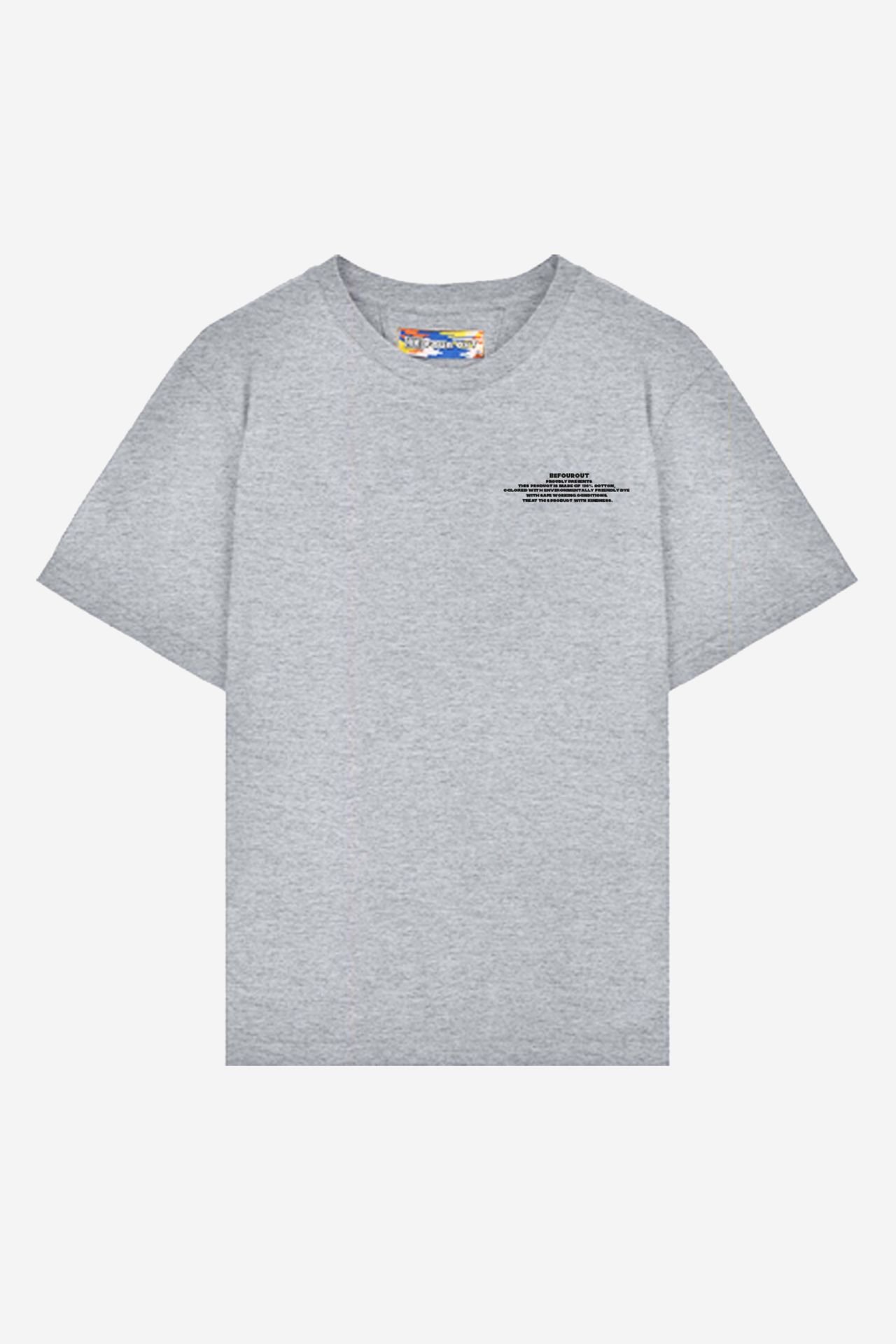 BeFourOut Printed Oversize Unisex Grey Tshirt