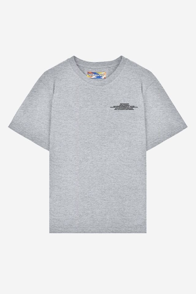 BeFourOut Print Logolu Oversize Unisex Gri Melanj Tshirt XL