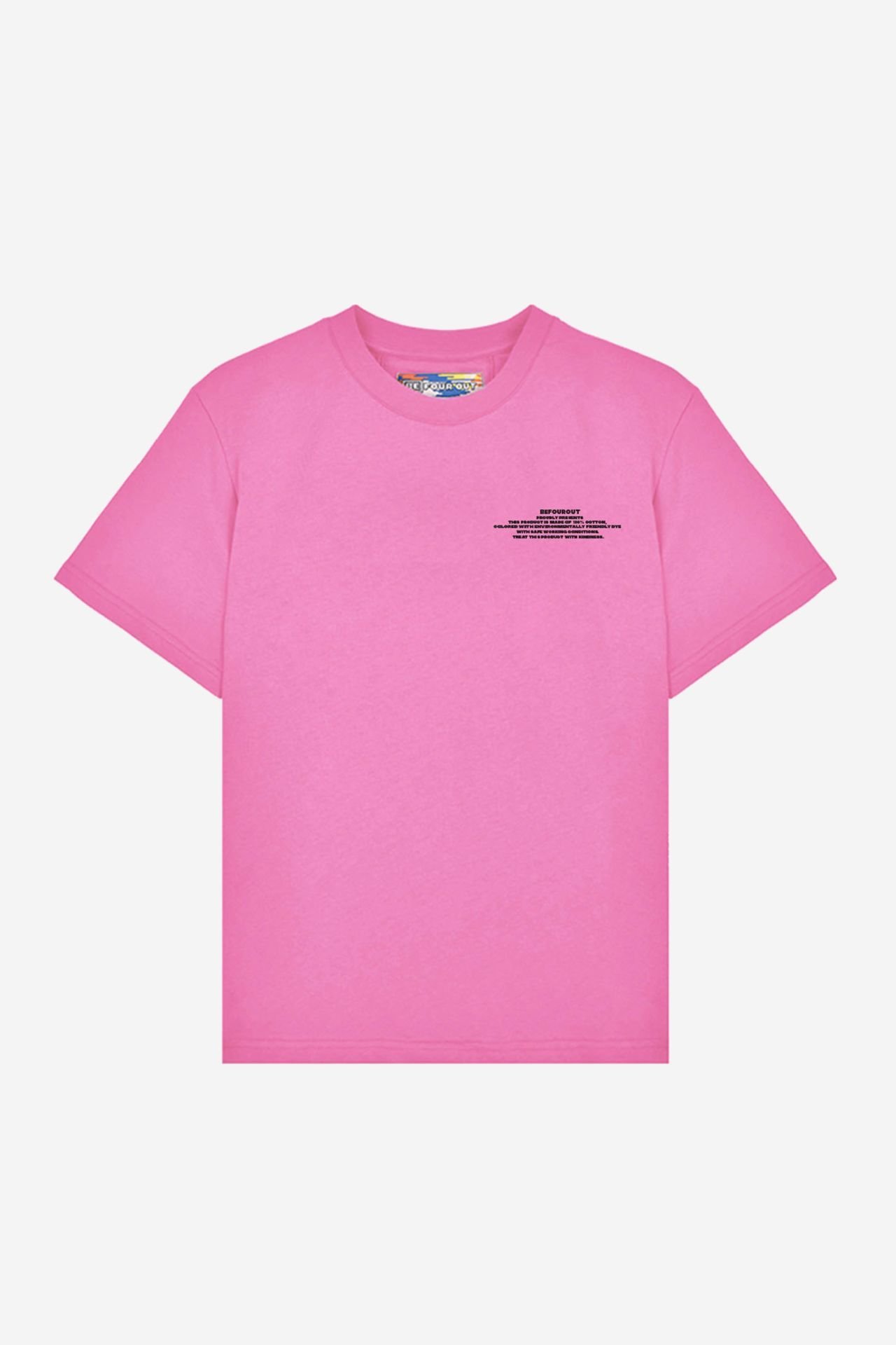 BeFourOut Printed Oversize Unisex Pink Tshirt