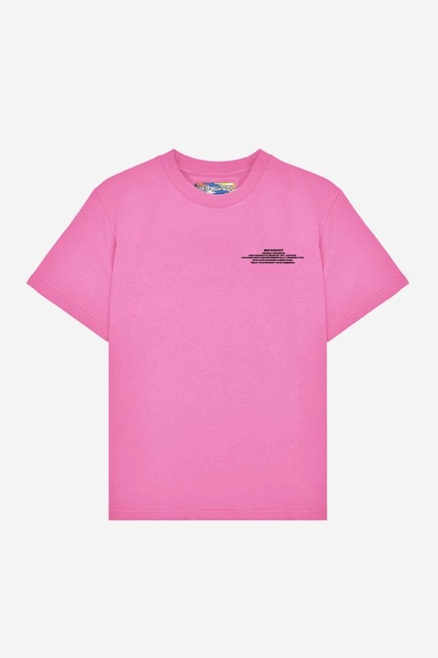 BeFourOut Print Logolu Oversize Unisex Pembe Tshirt XL