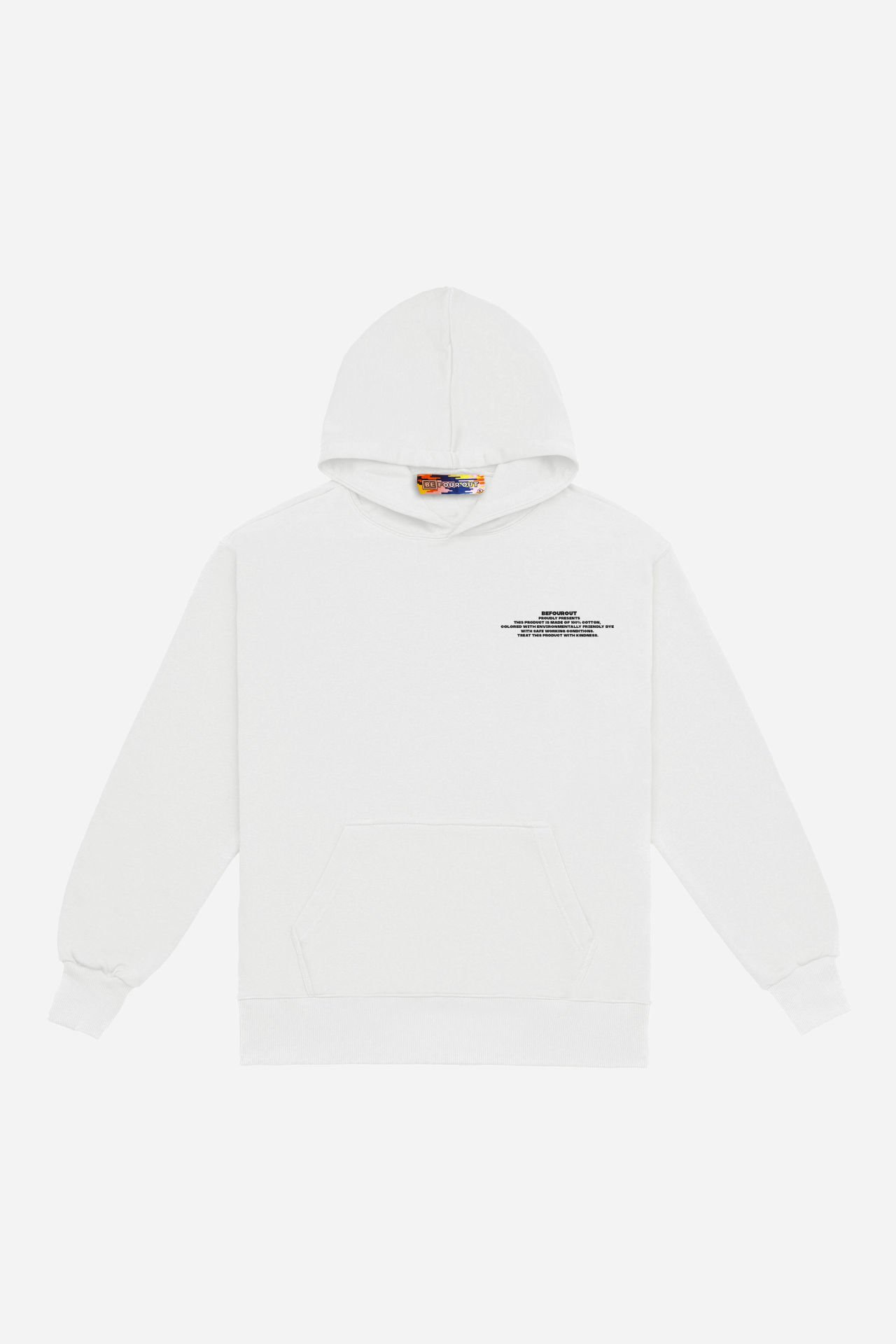 BeFourOut Printed Oversize Unisex Off White Hoodie