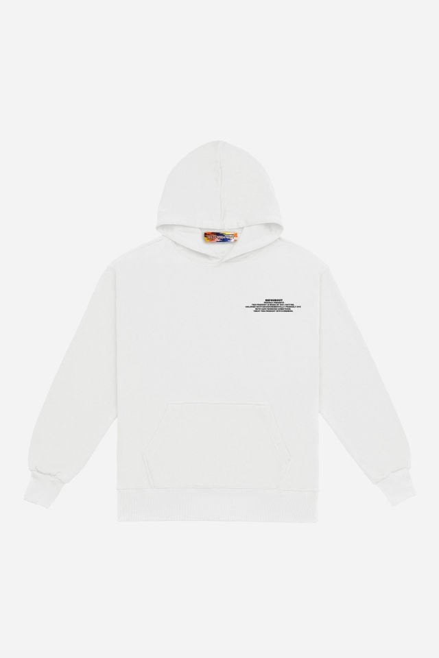 BeFourOut Print Logolu Oversize Unisex Ekru Hoodie XL