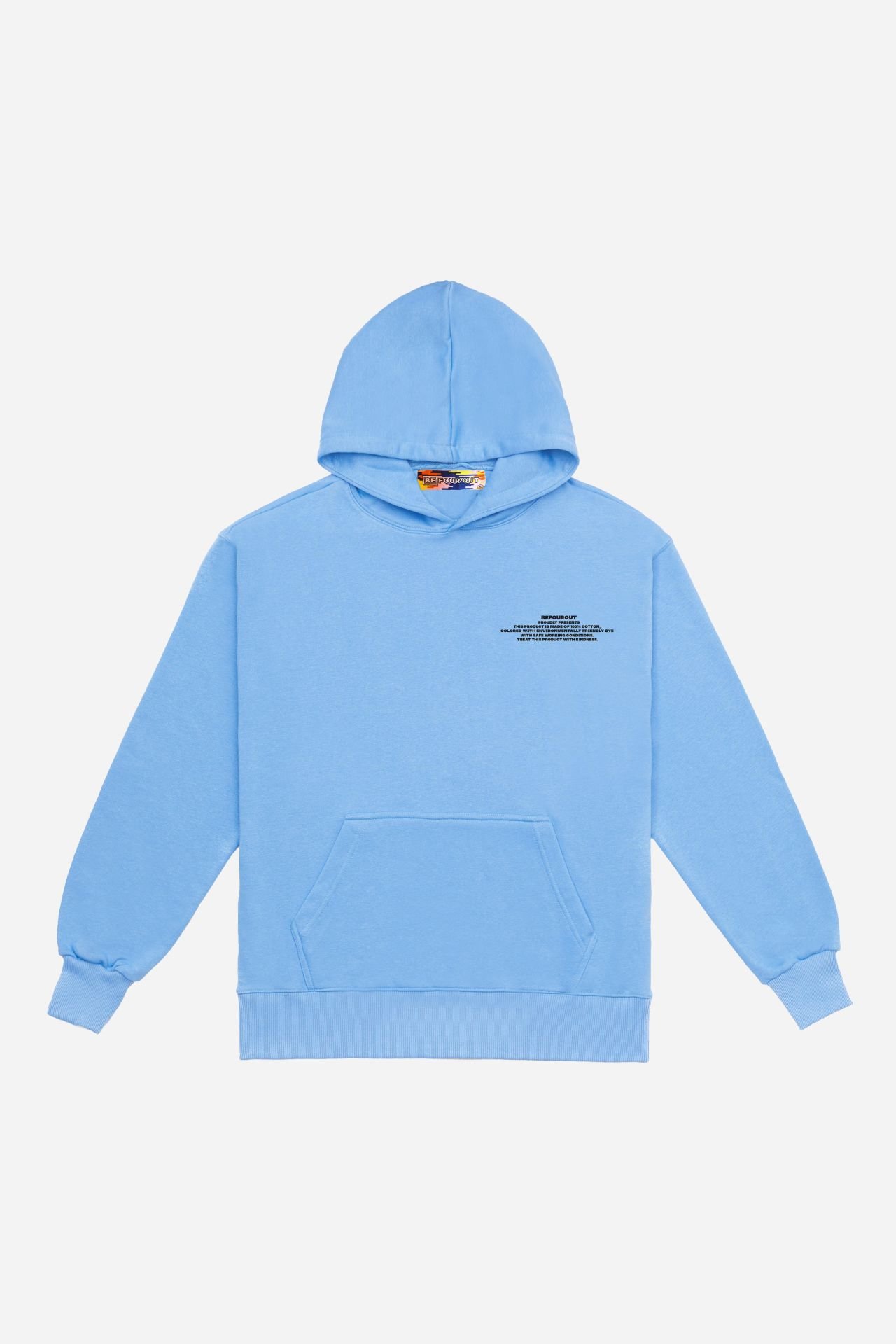 BeFourOut Printed Oversize Unisex Baby Blue Hoodie