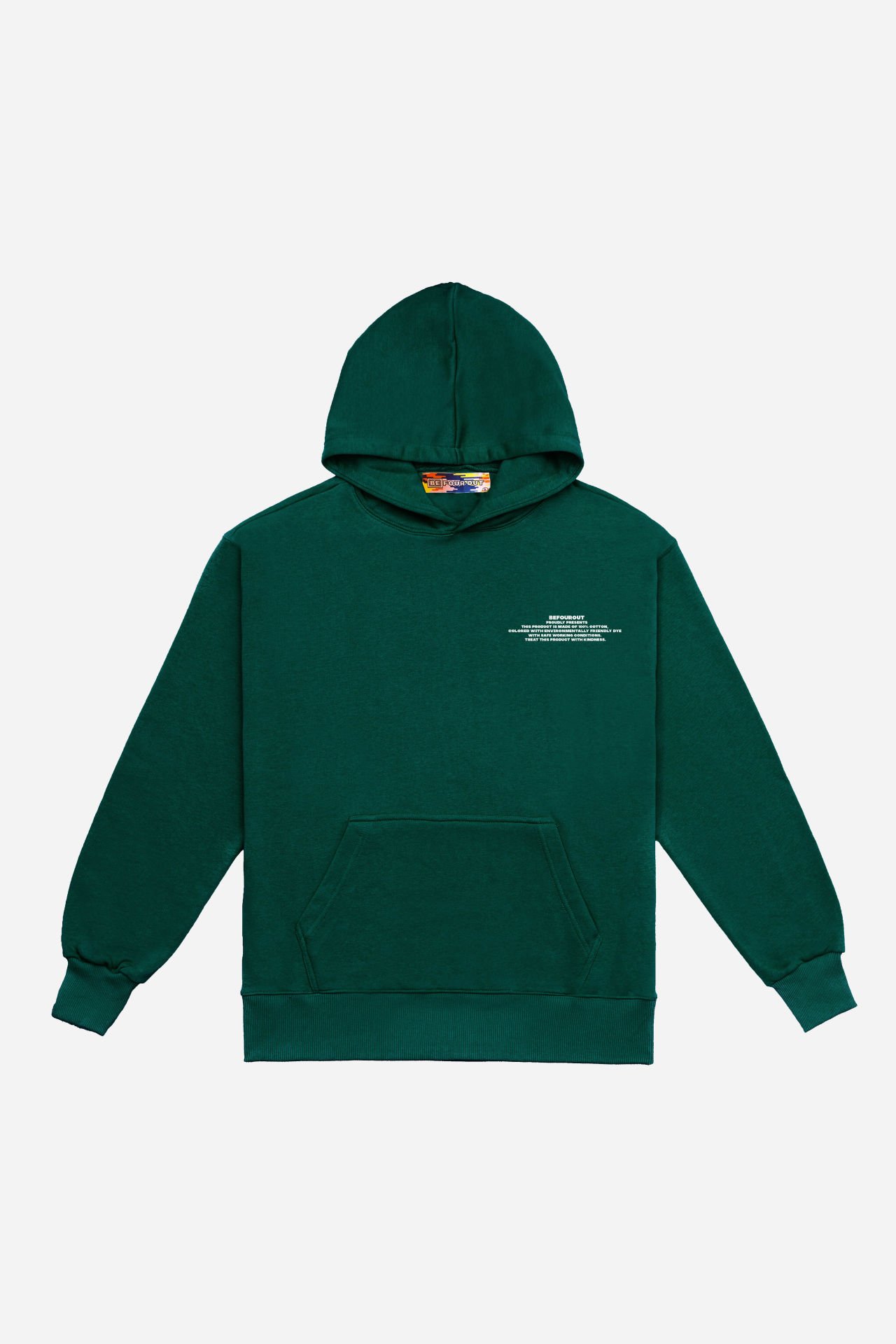 BeFourOut Printed Oversize Unisex Dark Green Hoodie
