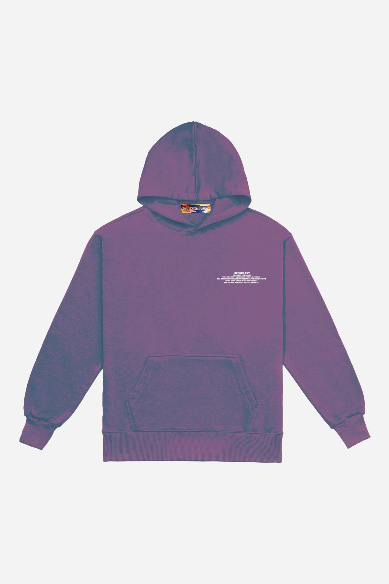 BeFourOut Printed Oversize Unisex Lilac Hoodie