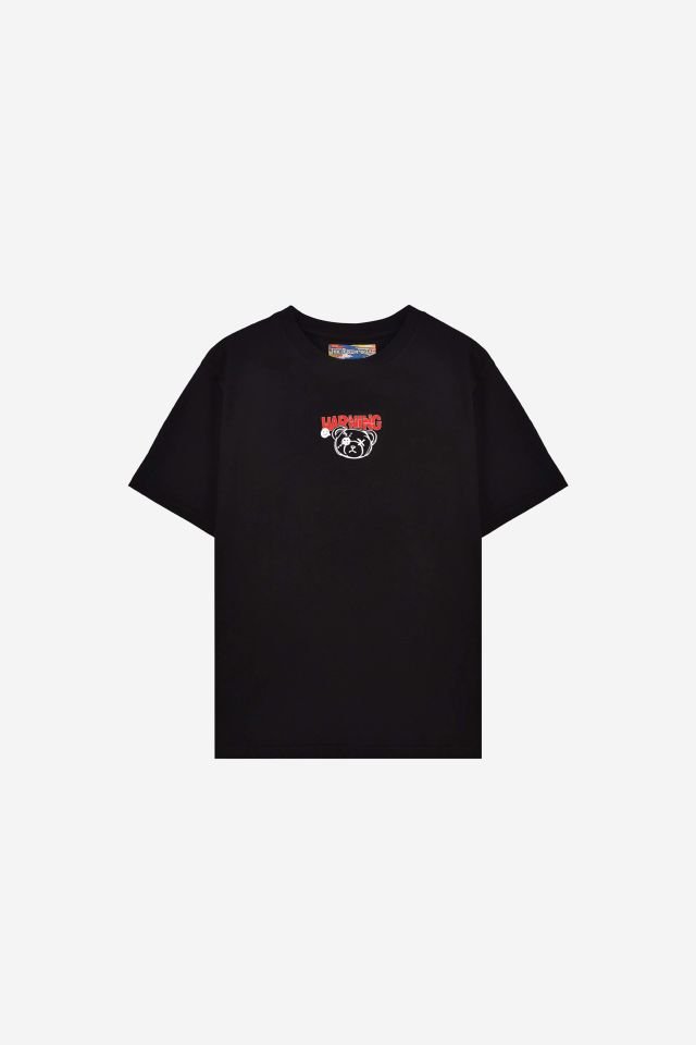 WARNING Printed Kids Black Tshirt
