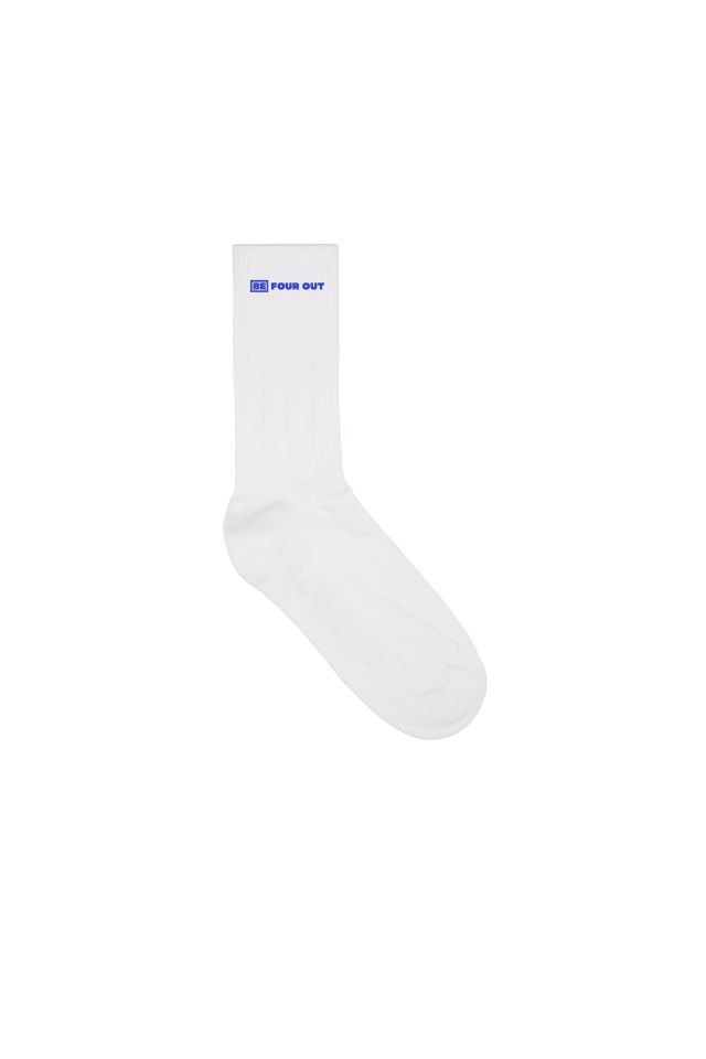 BeFourOut Logolu Unisex Beyaz Uzun Çorap