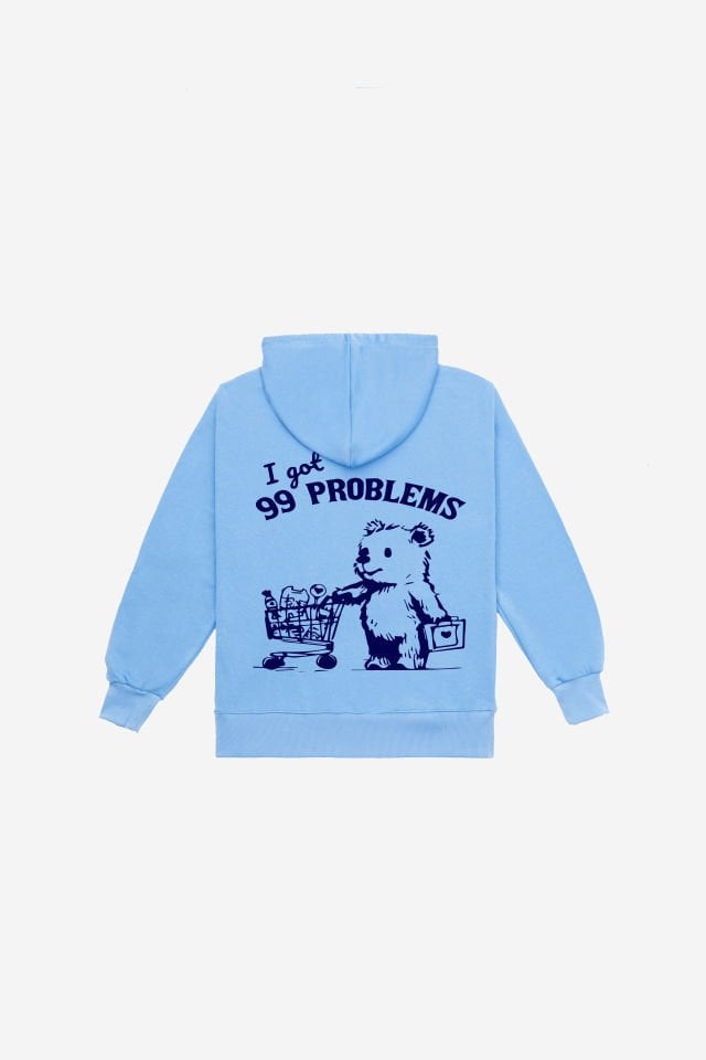 99 PROBLEMS Nakışlı Unisex Oversize Bebek Mavisi Hoodie XL