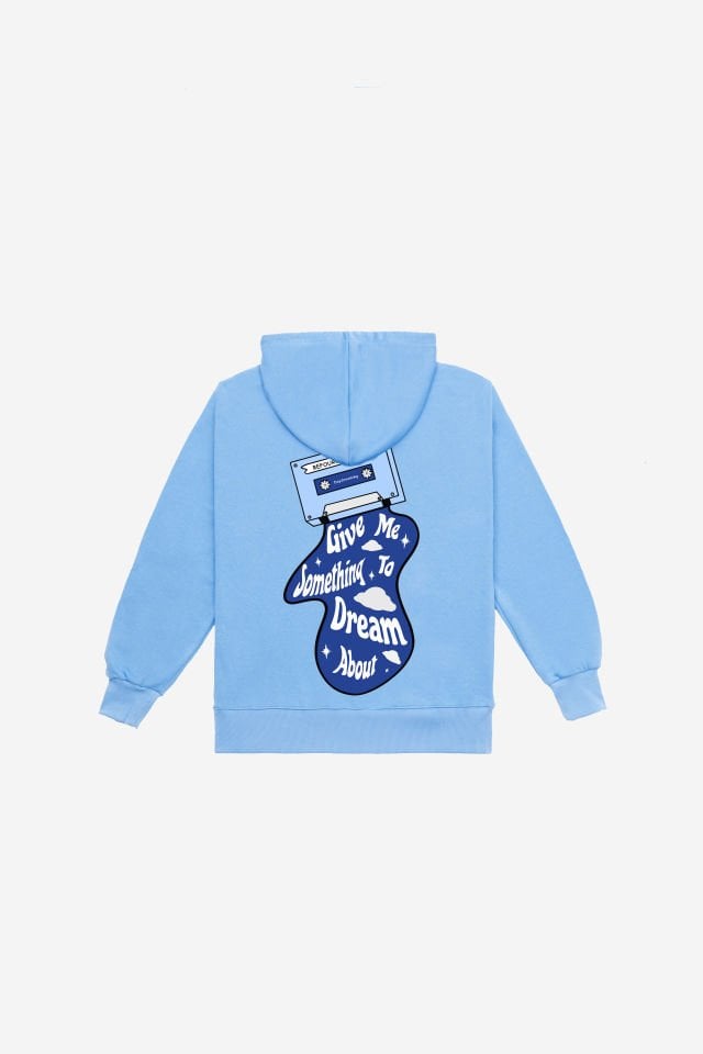 DAYDREAMING Nakışlı Unisex Oversize Bebek Mavisi Hoodie XL
