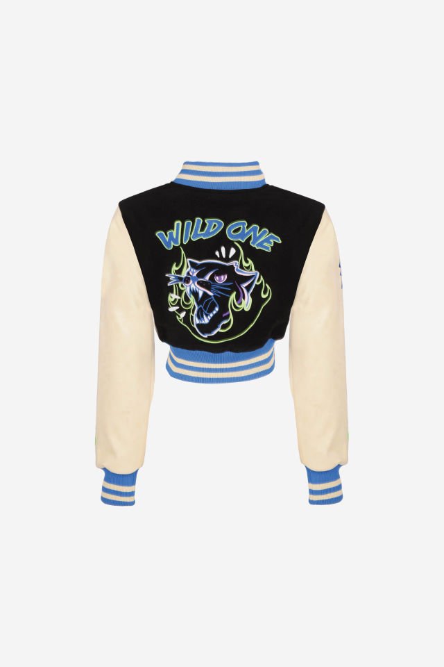 WILD ONE Nakışlı Crop Kolej Mont M