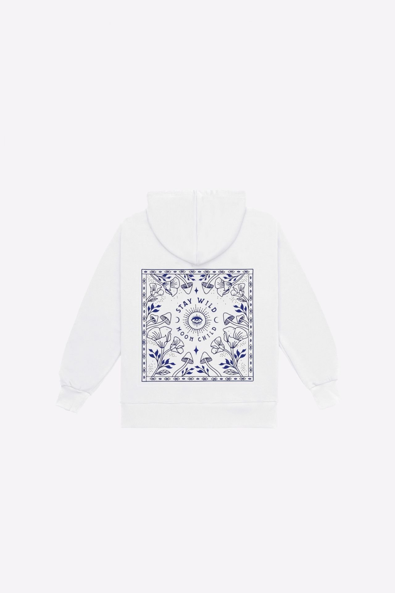 STAY WILD Nakışlı Unisex Oversize Ekru Hoodie XL