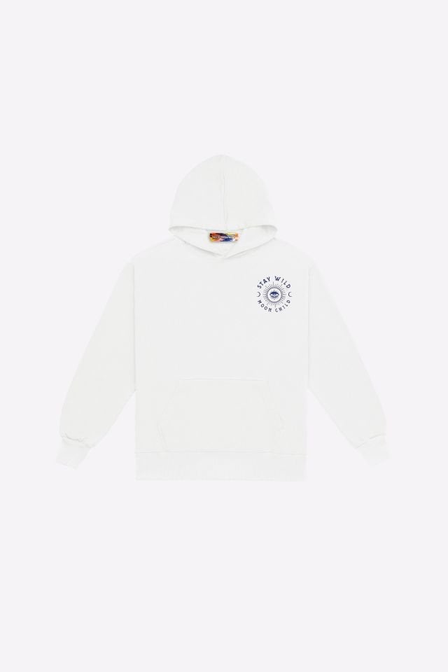STAY WILD Nakışlı Unisex Oversize Ekru Hoodie XL