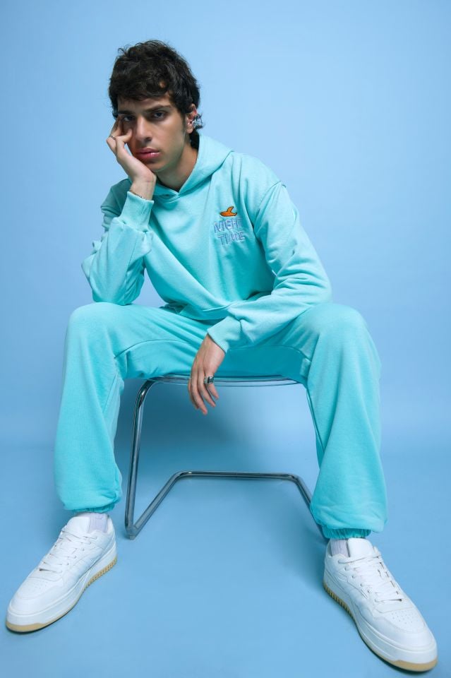 NIGHT THE GAME  Nakışlı Unisex Oversize Mint Yeşili Hoodie XL