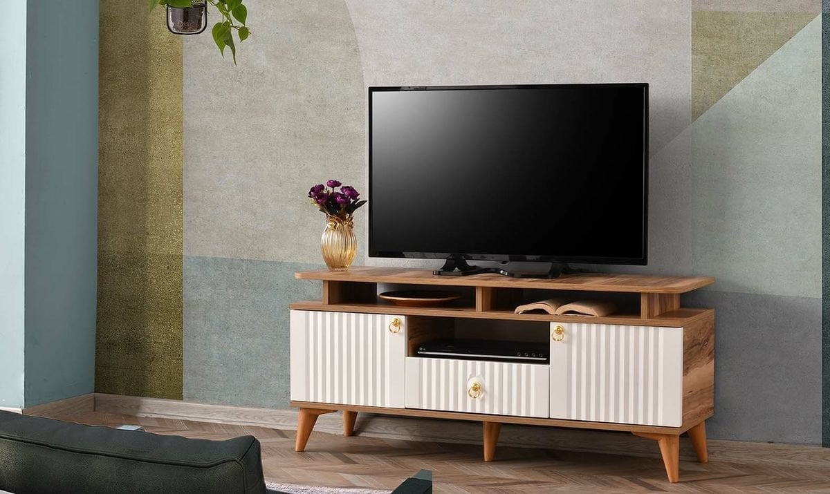 Derin Modern TV Sehpası Beyaz Kapaklı