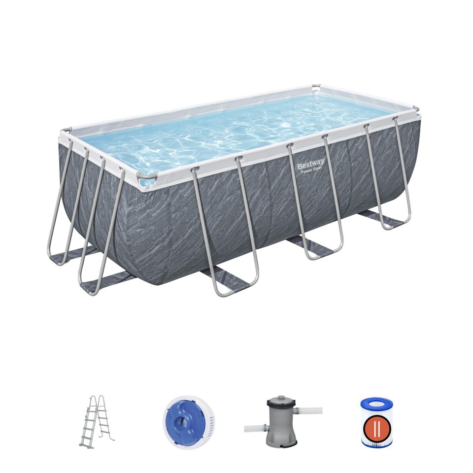 Bestway® 56722 Power Steel™ Prefabrik Yerüstü Havuz 4,12 m x 2,01 m x 1,22 m